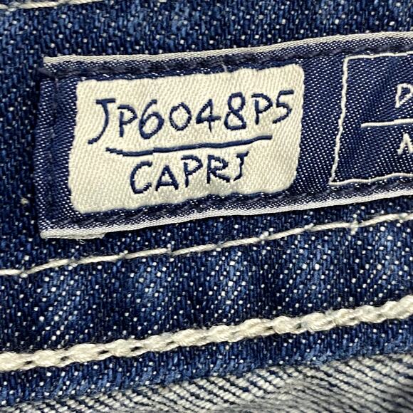 Miss Me Capri Jeans Women's Size 26 Blue Denim White Stitch Rhinestone JP6048P5 - Picture 9 of 14